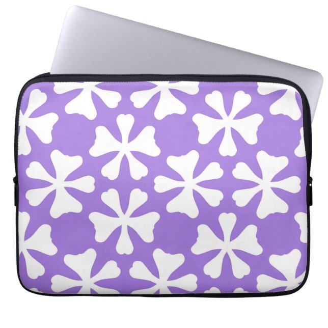 Capa Para Notebook Lilás Roxo e Branco Padrão Geométrico Elegante (Frente)