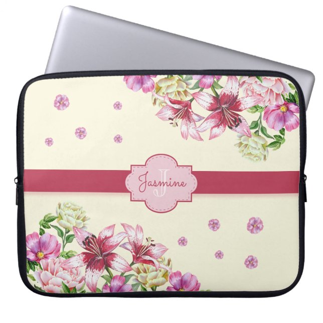 Capa Para Notebook Lily e Peony Floral Amarelo (Frente)