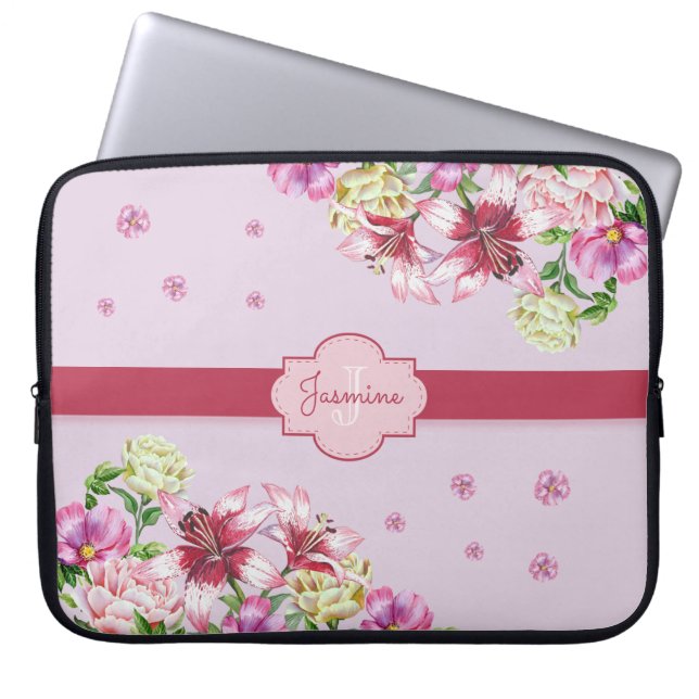 Capa Para Notebook Lily & Peony Floral Purple (Frente)