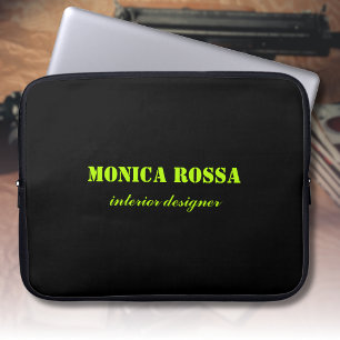 Capa Para Notebook Limão Neon Moderno Simples Profissional Preto