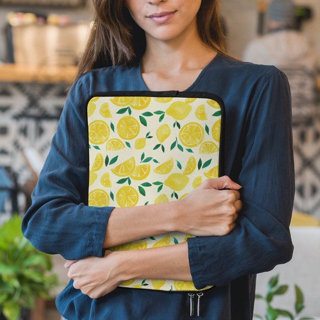 Capa Para Notebook Limões de aquarelas - amarelo e verde (Criador carregado)