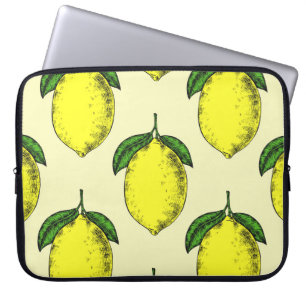 Capa Para Notebook Limões e folhas: padrão de verão.