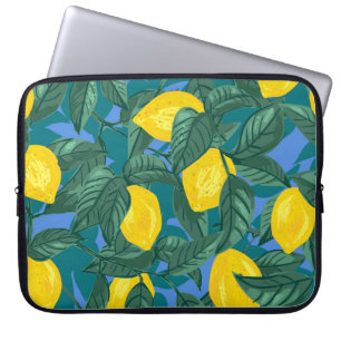 Capa Para Notebook Limões, folhas: padrão tropical dos citros.