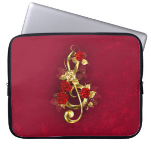 Capa Para Notebook Limpeza de ouro com Flores Rosa