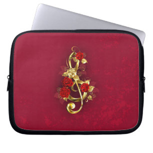 Capa Para Notebook Limpeza de ouro com Flores Rosa