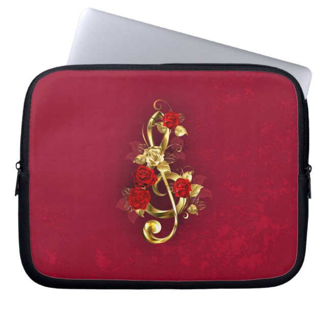 Capa Para Notebook Limpeza de ouro com Flores Rosa (Frente)