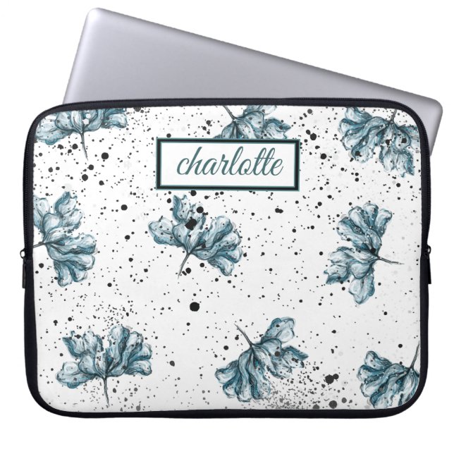Capa Para Notebook Linda Grunge Floral Monograma (Frente)