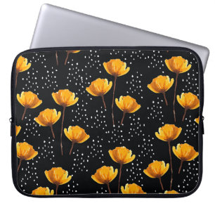 Capa Para Notebook Linda ilustração de flores e bolinhas
