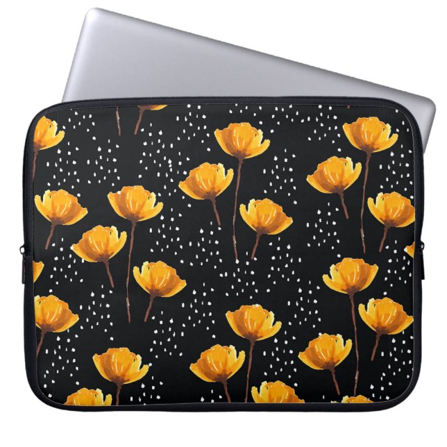 Capa Para Notebook Linda ilustração de flores e bolinhas (Frente)