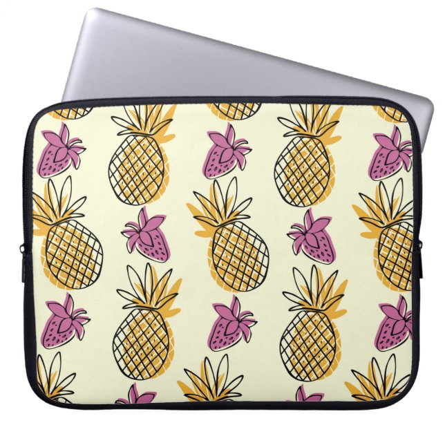 Capa Para Notebook Linda patente de ilustração de abacaxi e morango (Frente)