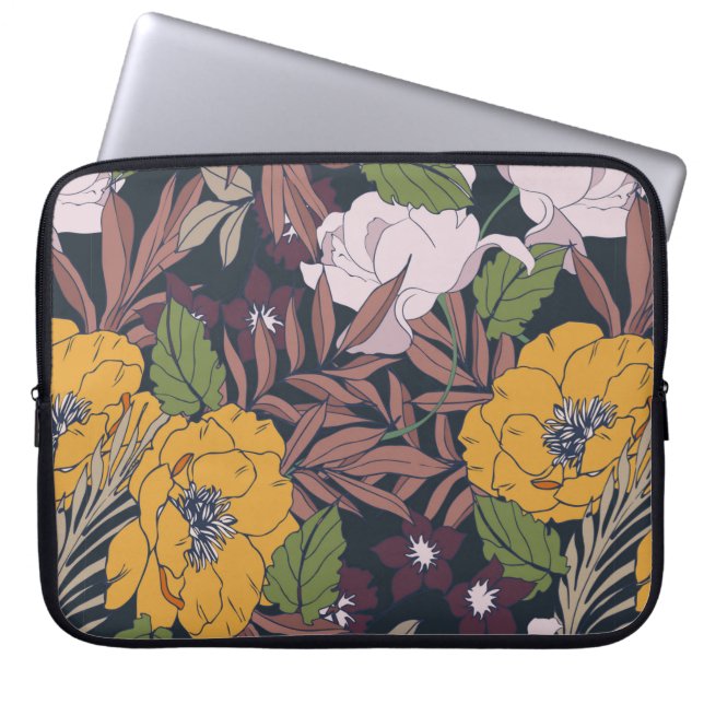 Capa Para Notebook Linda tela de fundo floral. (Frente)