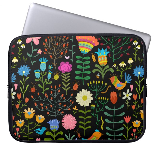 Capa Para Notebook Lindas flores desenhadas à mão (Frente)