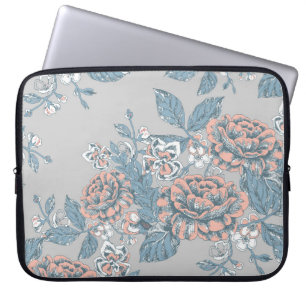 Capa Para Notebook Lindas flores. ornamentos monocromáticos. Pat sem