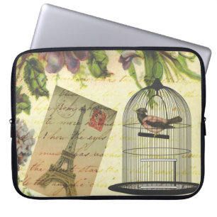 Capa Para Notebook Lindas rosas de vintagem feminina flores Torre Eif