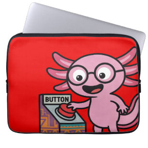 Capa Para Notebook Lindo Eu Perguntas de Axolote asteca Oh Não botão 