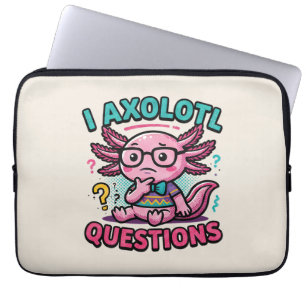 Capa Para Notebook Lindo Eu Perguntas de Axolote nerd asteca com ócul