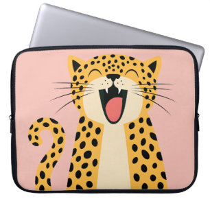 Capa Para Notebook Lindo Leopardo Selvagem Sorridente Feliz Desenho A