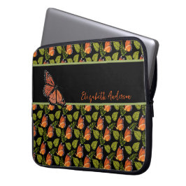 Capa Para Notebook Lindo Padrão de Borboleta Laranja com Nome