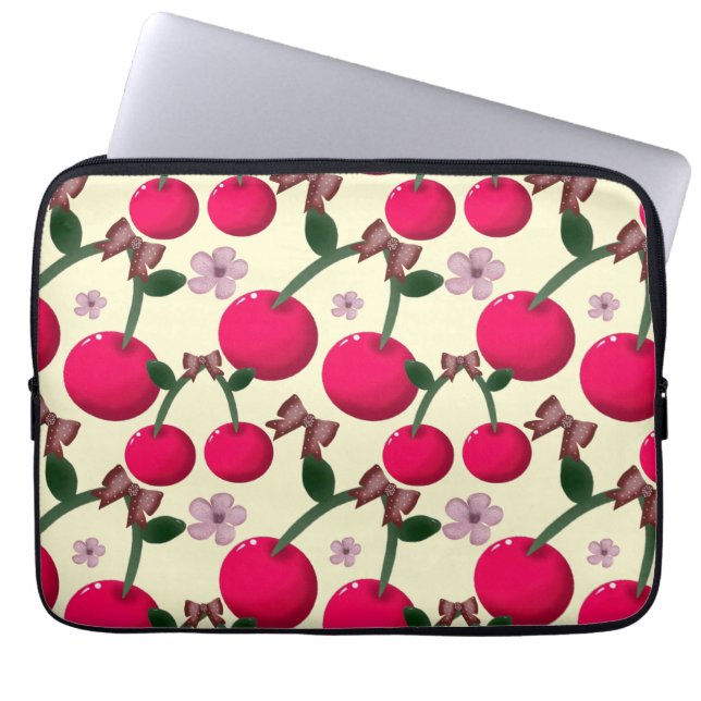 Capa Para Notebook Lindo padrão de cereja vermelha (Frente)