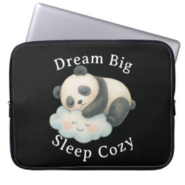 Capa Para Notebook Lindo Panda Sonolento na Nuvem Aquarela