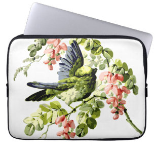 Capa Para Notebook Lindo papagaio jovem em árvore florida