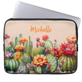 Capa Para Notebook Lindos Cactos Flores Com Nome