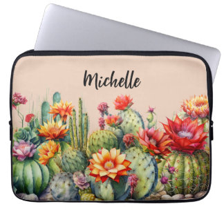Capa Para Notebook Lindos Cactos Flores Com Nome