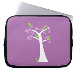 Capa Para Notebook Lindos Pássaros Verde Lima Caprichosos Giram Árvor