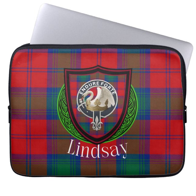 Capa Para Notebook Lindsay Scottish Clan Tartan & Crest (Frente)