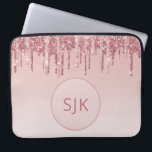 Capa Para Notebook Lingando Linho Rosa Rosa Dourado Monograma<br><div class="desc">Cor-de-rosa-pincelada - Rosa Dourada,  brilho de popa fina e Laptop de monograma elegante e cintilante. Este caso monograma pode ser personalizado para incluir seu nome inicial e próprio.</div>