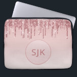 Capa Para Notebook Lingando Linho Rosa Rosa Dourado Monograma<br><div class="desc">Cor-de-rosa-pincelada - Rosa Dourada,  brilho de popa fina e Laptop de monograma elegante e cintilante. Este caso monograma pode ser personalizado para incluir seu nome inicial e próprio.</div>