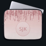 Capa Para Notebook Lingando Linho Rosa Rosa Dourado Monograma<br><div class="desc">Cor-de-rosa-pincelada - Rosa Dourada,  brilho de popa fina e Laptop de monograma elegante e cintilante. Este caso monograma pode ser personalizado para incluir seu nome inicial e próprio.</div>