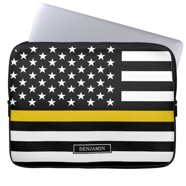 Capa Para Notebook Linha Dourado fina expedidor da bandeira americana (Frente)