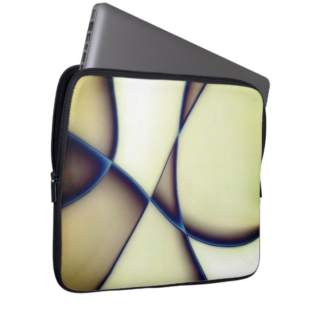 Capa Para Notebook Linhas curvas escuras na sombra azul sobre o bege  (Frente Esquerda)