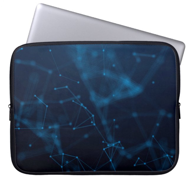 Capa Para Notebook Linhas de átomos de pontos conectam polígono (Frente)