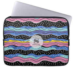 Capa Para Notebook Linhas de onda de Abstrato vibrantes com Bolinhas