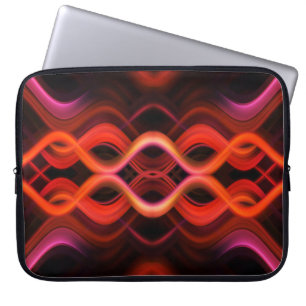 Capa Para Notebook Linhas de onda vermelha geométrica design.