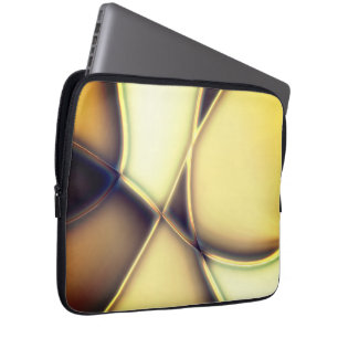 Capa Para Notebook Linhas de ouro lisas curvas sobre o bege queimado