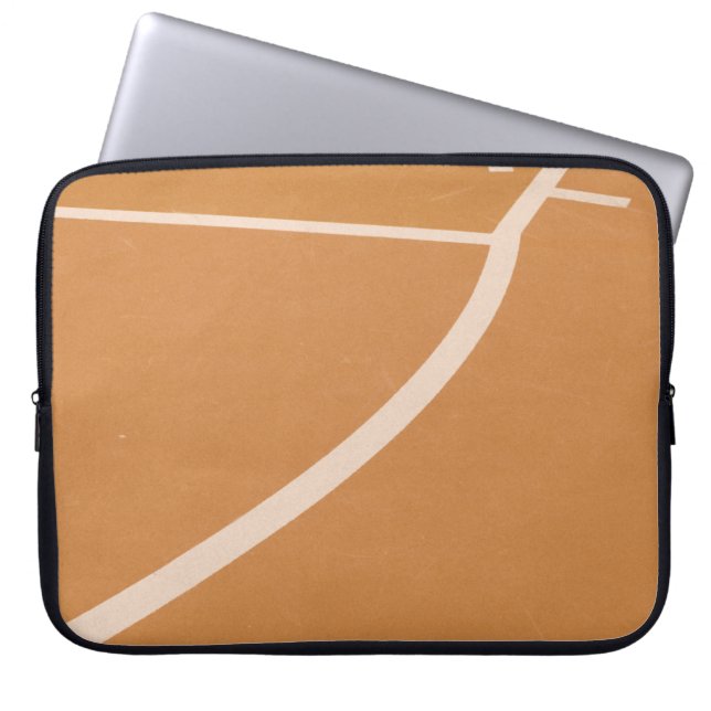 Capa Para Notebook Linhas de quadras laranja e branca de basquete (Frente)