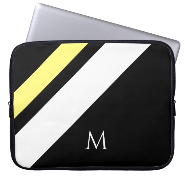 Capa Para Notebook Linhas diagonais iniciais personalizadas em preto (Frente)