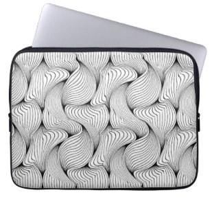 Capa Para Notebook Linhas Intertecidas Brancas e Pretas