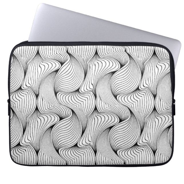Capa Para Notebook Linhas Intertecidas Brancas e Pretas (Frente)