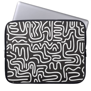 Capa Para Notebook Linhas onduladas de porta retrógrada: monocromátic