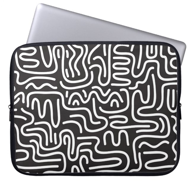 Capa Para Notebook Linhas onduladas de porta retrógrada: monocromátic (Frente)