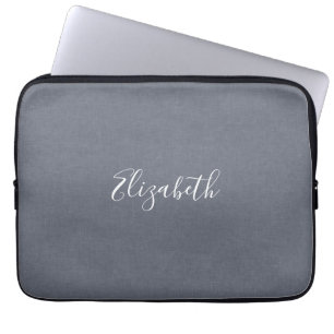 Capa Para Notebook Linho Azul Cinza Elegante Moderno Personalizado