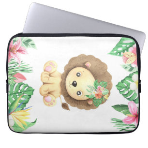Capa Para Notebook Lion Flower Watercolor