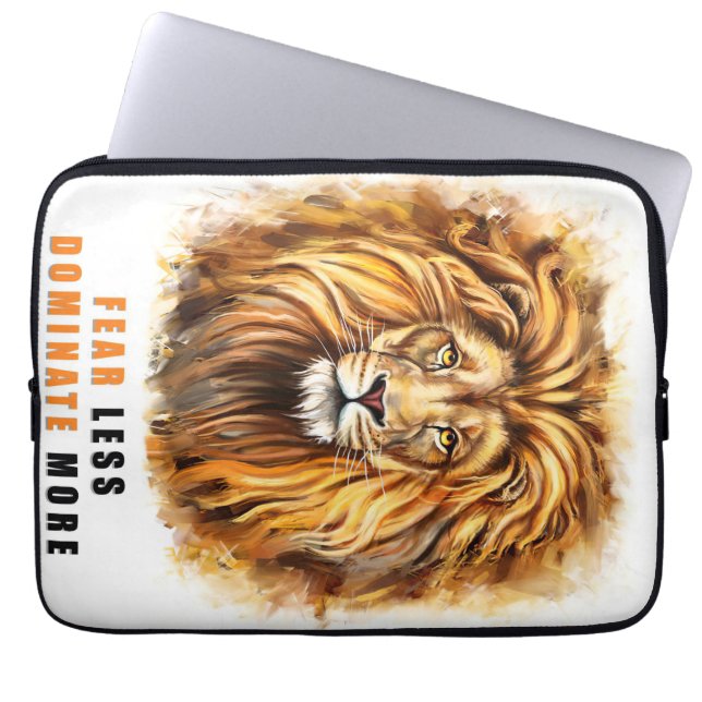 Capa Para Notebook Lion Medo Menos Domine Mais (Frente)