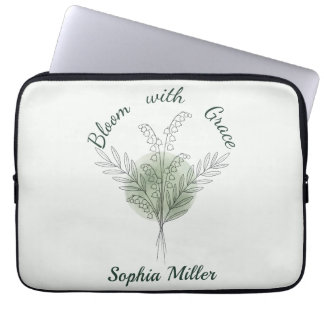 Capa Para Notebook Lírio-do-Vale Personalizado Nome Floral Personaliz
