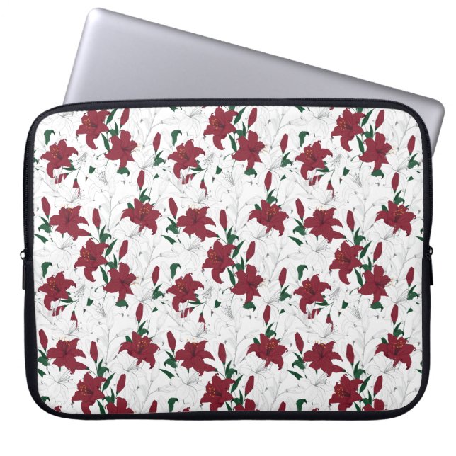 Capa Para Notebook Lírios de Natal Vermelho e Branco (Frente)