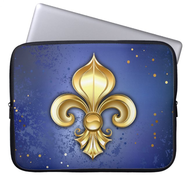 Capa Para Notebook Lís de Ouro em Azul (Frente)
